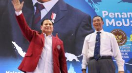 Menteri Pertahanan Prabowo Subianto saat memberi Kuliah Umum di Universitas Muhammadiyah Malang. (Dok. Tim Media Prabowo) 
