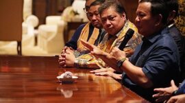 Keluarga besar Koalisi Indonesia Maju menerima Silahturahmi dari Presiden RI ke - 6 Susilo Bambang Yudhoyono bersama Agus Harimurti Yudhoyono. (Facbook.com/@Airlangga Hartarto)
